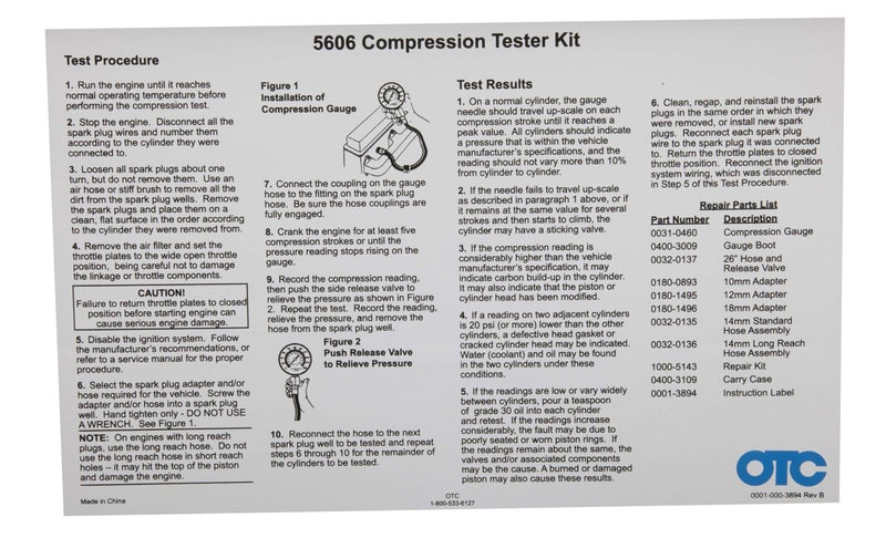 OTC 5606 Compression Tester Kit for Gasoline Engines - Image 4