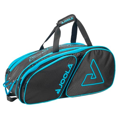 JOOLA Tour Elite Pickleball Bag – Backpack & Duffle Bag for Paddles & Pickleball Accessories – Thermal Insulated Pockets Hold 4+ Paddles - Includes Fence Hook Black/Light Blue - Image 1
