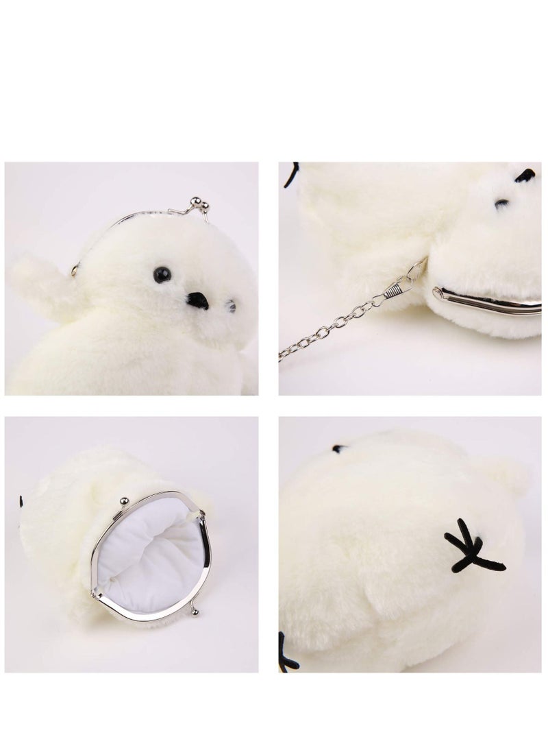 SYOSI Women Cute Plush Crossbody Bag, Cute Chick Purse Crossbody Fluffy Fur Coin Wallet Chain Pouch, Chic Small Shoulder Purse Cell Phone Wallet for Girls White  - Image 5