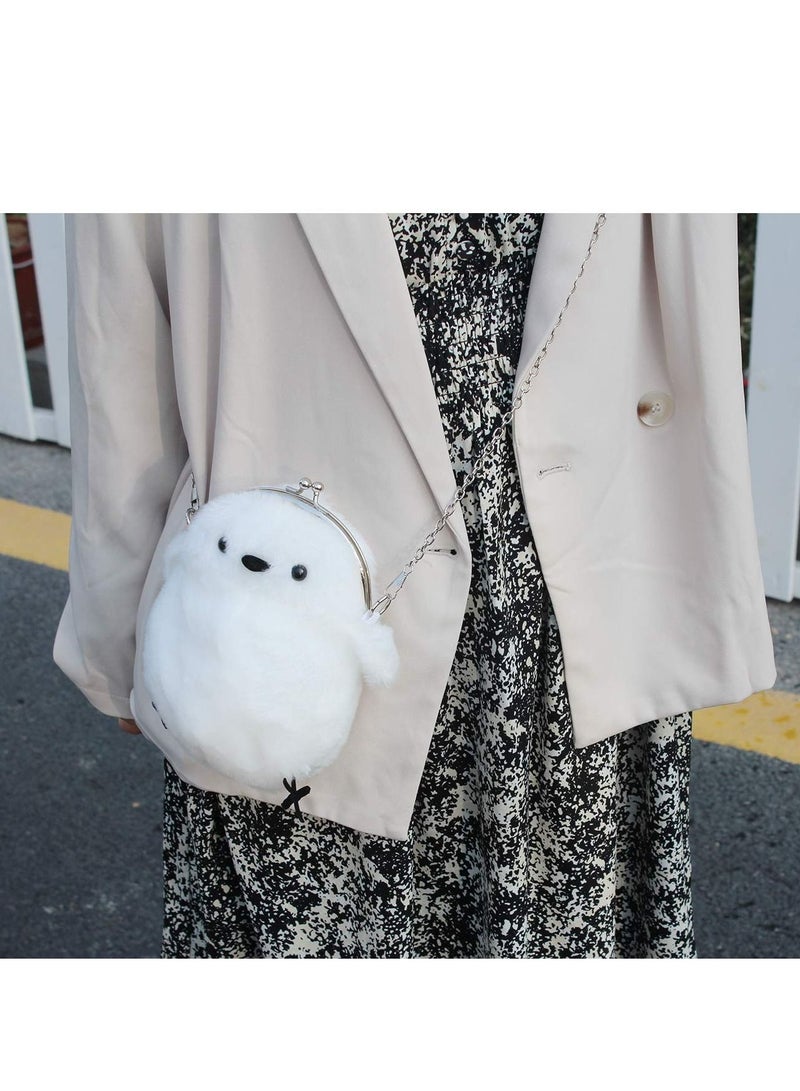 SYOSI Women Cute Plush Crossbody Bag, Cute Chick Purse Crossbody Fluffy Fur Coin Wallet Chain Pouch, Chic Small Shoulder Purse Cell Phone Wallet for Girls White  - Image 2