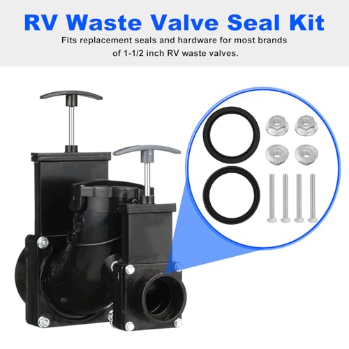 RO6G RV Waste Valve Seal Kit 1-1/2 Inch Replacement Valterra Lasalle Bristol Grentec 1.5" Waste Valve Seals- Flexible Rubber RV Sewer Valve Seal Kit - Image 2