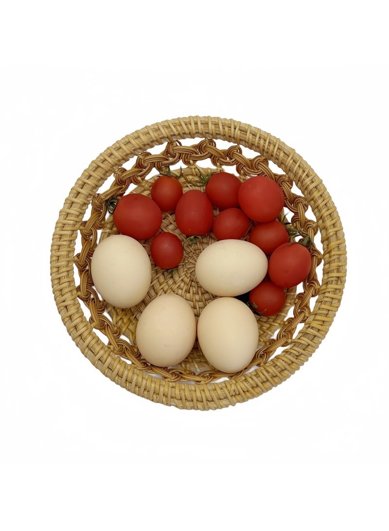 SYOSI SYOSI Rattan Bread Basket, Handmade Round Fruit Basket, 8.3 Inch Hand-woven Bread Basket, Wicker Food Storage Bowl, Natural Woven Rattan Serving Basket, Boho Home Décor Basket  - Image 2