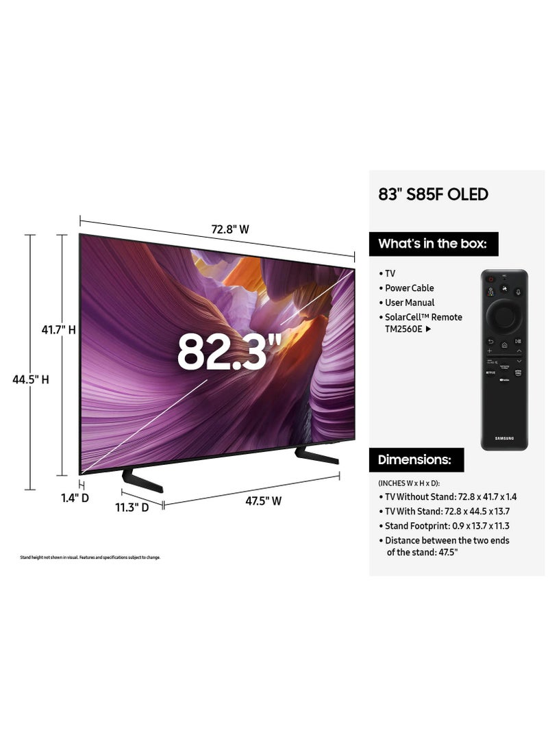 Samsung 83″ OLED 4K Smart TV, NQ4 AI Gen2 Processor (Vision AI), HDR, Dolby Atmos, Tizen OS (2025), Black – QA83S85FAEXEG QA83S85FAEXEG Graphite Black - Image 5