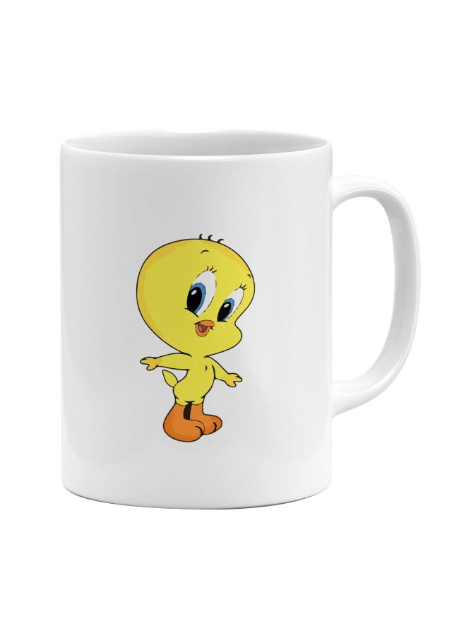 LIT Tweety Cute Bird Printed White Ceramic Coffee Mug - Image 1