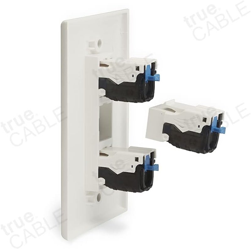 TRUE CABLE trueCABLE 3 Port Single Gang Keystone Wall Plate, UL Listed, Low Profile Design, Universally Compatible with Modular Ethernet, A/V, Coaxial, and Optical Fiber Keystones, 10 Pack, White - Image 5