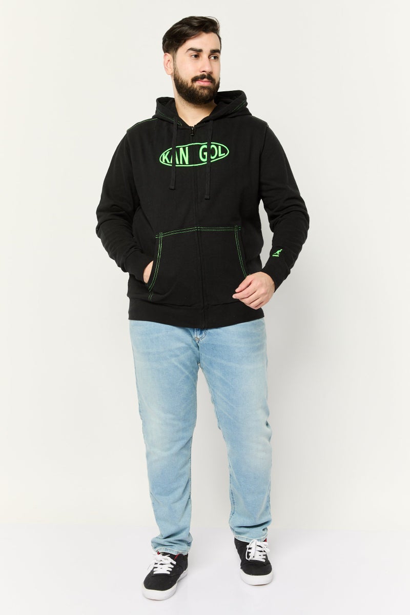 KANGOL Men Embroidered Logo Long Sleeves Hooded Sweatshirt, Black - Image 2