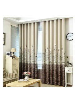 Dubkart Castle Printed Blackout Curtain Brown/Beige 100 x 250centimeter  - Image 2