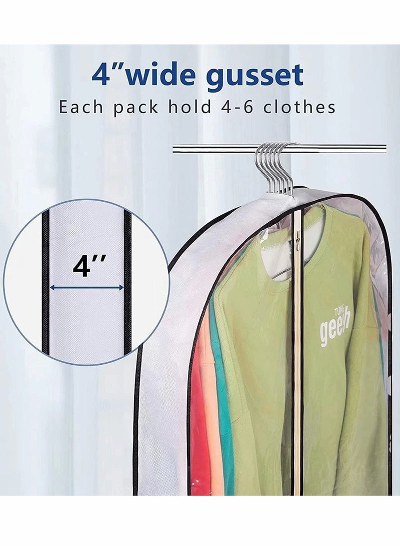 Garment Bags,  Hanging Garment Bags, 40 Hanging Garment Bags for Closet Storage Suit Bag 4 Gusseted Clear Clothes Cover for Coat, Jacket, Sweater (3 Packs) - Image 2