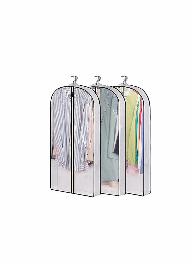 Garment Bags,  Hanging Garment Bags, 40 Hanging Garment Bags for Closet Storage Suit Bag 4 Gusseted Clear Clothes Cover for Coat, Jacket, Sweater (3 Packs) - Image 1