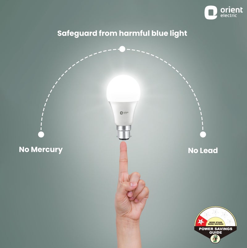 Orient Electric 9W High Glow LED bulb| 180-degree wide beam angle| Voltage surge protection up to 4 kV| 6500K, Cool White| B22d base| Made in India| Pack of 4 - Image 3