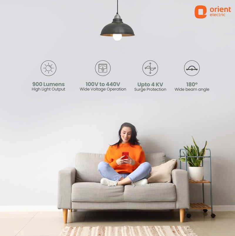 Orient Electric 9W High Glow LED bulb| 180-degree wide beam angle| Voltage surge protection up to 4 kV| 6500K, Cool White| B22d base| Made in India| Pack of 4 - Image 4