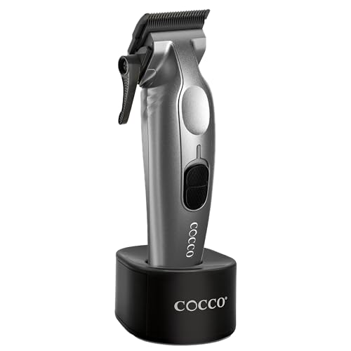Cocco Veloce Pro Clipper, Digital Gap Ambassador Graphene Taper Blade Professional Hair Clippers, High-Torque BLDC Motor, All-Metal, Cordless, Charging Base Included, Pearl White - Image 1