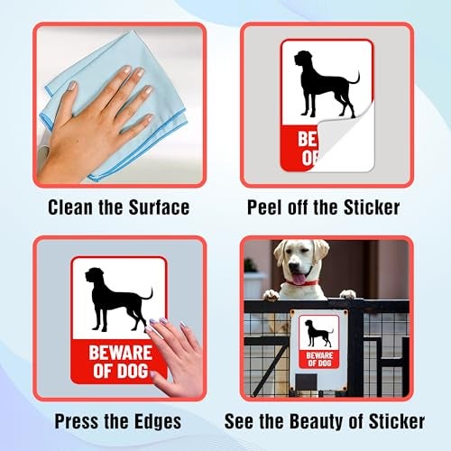 Twinster Beware Of Dog Sign Board For Home,Restaurants,Offices, Clinics Self-Adhesive Signage Set of 2 Stickers (Size :”6.00x8.00” Inches) (Design 2) - Image 4