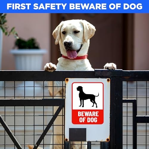 Twinster Beware Of Dog Sign Board For Home,Restaurants,Offices, Clinics Self-Adhesive Signage Set of 2 Stickers (Size :”6.00x8.00” Inches) (Design 2) - Image 2