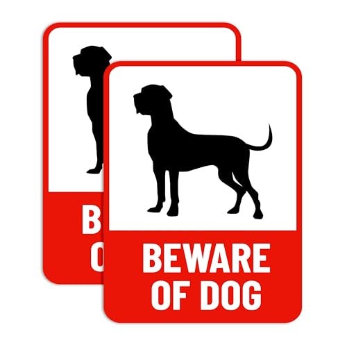 Twinster Beware Of Dog Sign Board For Home,Restaurants,Offices, Clinics Self-Adhesive Signage Set of 2 Stickers (Size :”6.00x8.00” Inches) (Design 2) - Image 1
