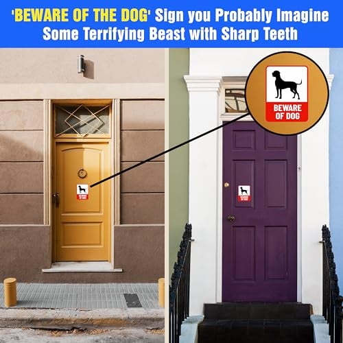 Twinster Beware Of Dog Sign Board For Home,Restaurants,Offices, Clinics Self-Adhesive Signage Set of 2 Stickers (Size :”6.00x8.00” Inches) (Design 2) - Image 3