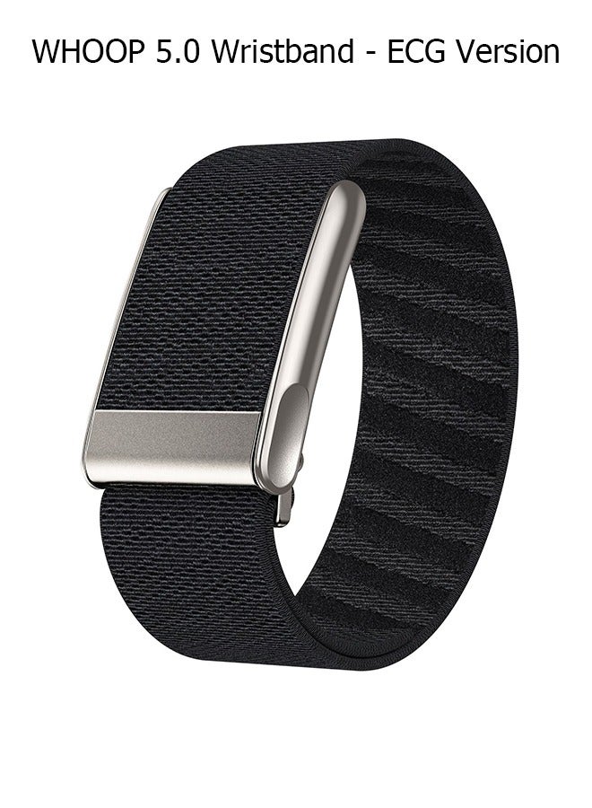 Nylon Sports Strap with Whoop 5.0 Strap - Compatible with One & Peak - Breathable Nylon Adjustable Waterproof Replacement Wrist Strap - For Fitness, Activity, Sleep, Wearables - For Whoop 5.0 - Black/Electrocardiogram Model
