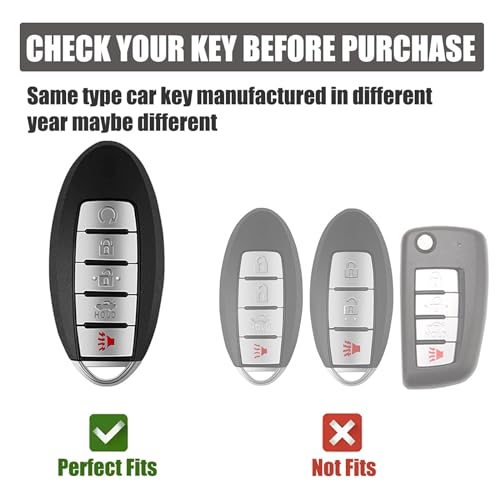 Gematay for Nissan Key Fob Cover, Key Case Shell Compatible with Nissan Altima Rogue Sentra Pathfinder Frontier Maxima Titan Murano Kicks Juke Versa Armada GTR 5 Buttons Smart Key Protector - Image 2