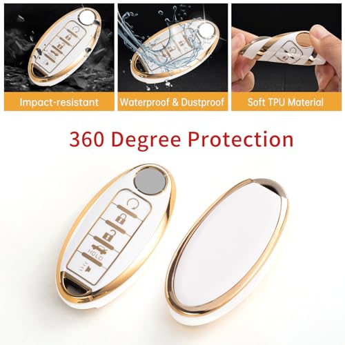 Gematay for Nissan Key Fob Cover, Key Case Shell Compatible with Nissan Altima Rogue Sentra Pathfinder Frontier Maxima Titan Murano Kicks Juke Versa Armada GTR 5 Buttons Smart Key Protector - Image 4