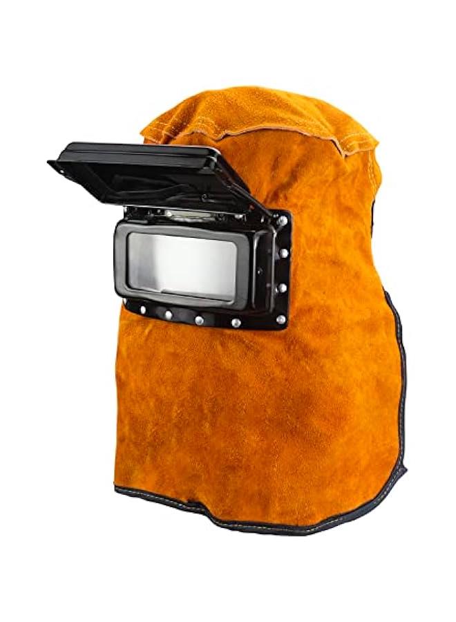 Arabest Welding Helmet Mask with Flip Open Lens, Leather Welding Hood Grinding Protective Gear Work Cap Head Face Neck Shield, Flame & Heat Resistant, Dust Resistant, Breathable  - Image 1