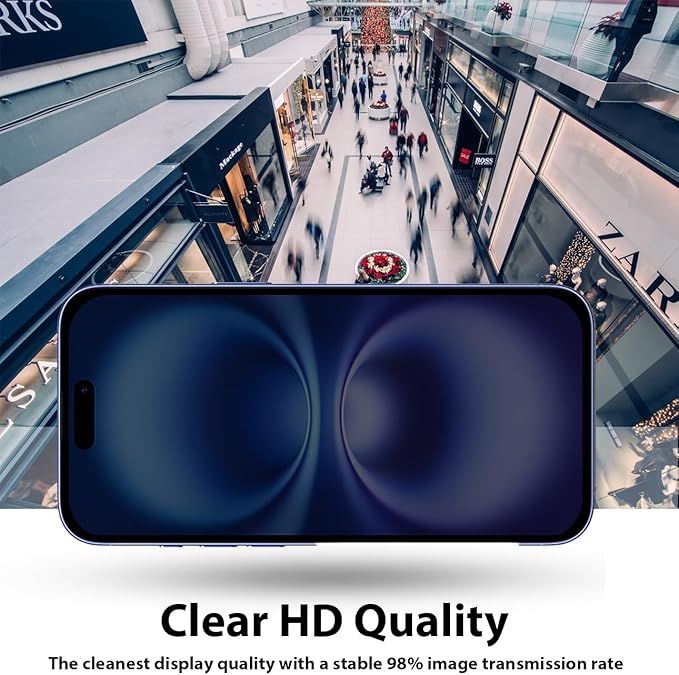 BAIKO Privacy Screen Protector for iPhone 15 Pro Max, Anti-Spy 9H Tempered Glass, Case Friendly, Bubble-Free, HD Clear, Scratch Resistant Screen Guard - Image 3