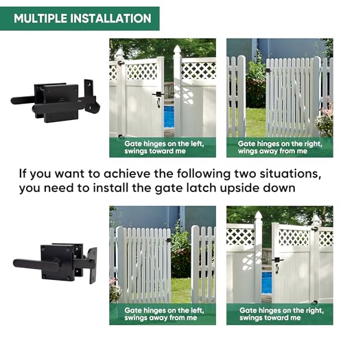 JUBEST Double Side Gate Latch, Heavy Duty Swinging Door Latch Gate Hardware for Left Inswing Outdoor Fence, Wooden Gates, Pool Gate, Backyard, Garden - Image 2