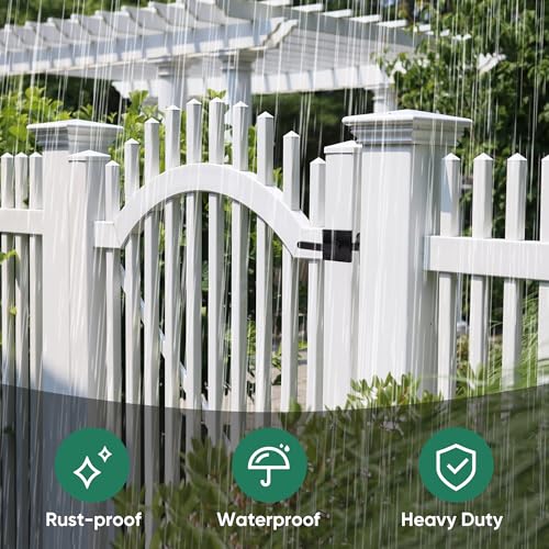 JUBEST Double Side Gate Latch, Heavy Duty Swinging Door Latch Gate Hardware for Left Inswing Outdoor Fence, Wooden Gates, Pool Gate, Backyard, Garden - Image 3