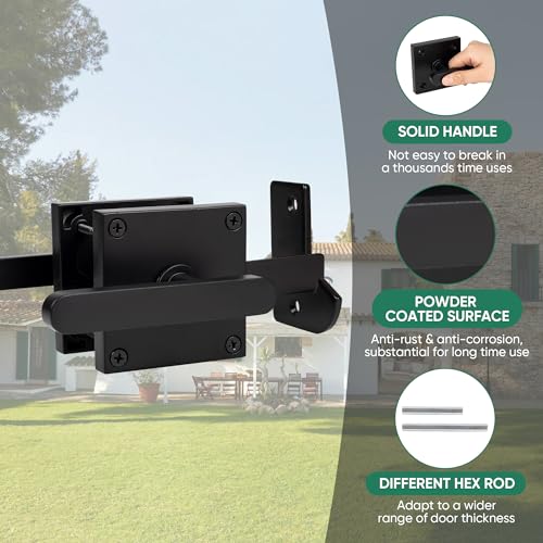 JUBEST Double Side Gate Latch, Heavy Duty Swinging Door Latch Gate Hardware for Left Inswing Outdoor Fence, Wooden Gates, Pool Gate, Backyard, Garden - Image 4