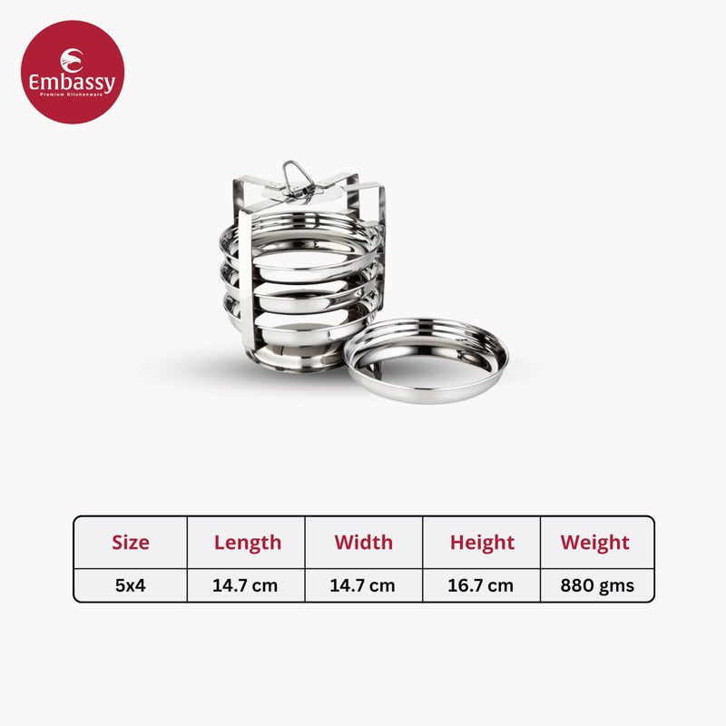 Embassy Stainless Steel Dhokla/Thatte/Plate Idli Maker (14.5 cm Plate) (4 Plates, 4 Idlis) - Image 2