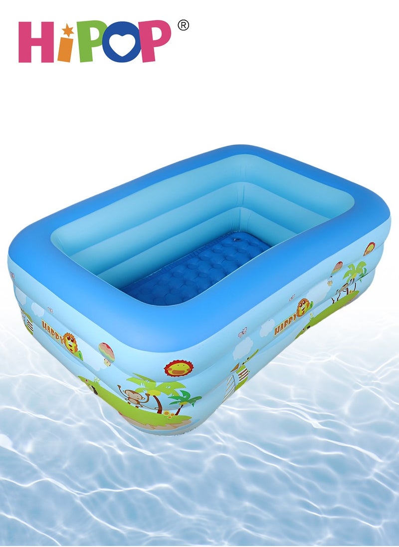 HIPOP - Rectangle Non-Slip Kid Swimming Pool with Inflatable Elastic Base,External Diameter 130cm,Inflatable Kiddie Pool Fun Outdoor Water Toys for Girls Boys - Image 1