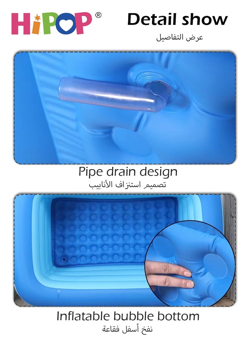 HIPOP - Rectangle Non-Slip Kid Swimming Pool with Inflatable Elastic Base,External Diameter 130cm,Inflatable Kiddie Pool Fun Outdoor Water Toys for Girls Boys - Image 1