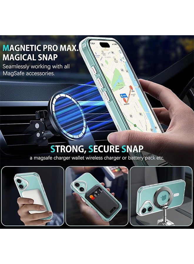 for iPhone 16 Magnetic Case with Invisible Stand Compatible with Magsafe, Full Body Cover Slim Transparent Shockproof Kickstand Phone Case for Apple iPhone 16 6.1", Clear - Image 4