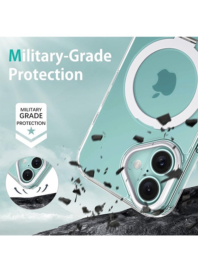 for iPhone 16 Magnetic Case with Invisible Stand Compatible with Magsafe, Full Body Cover Slim Transparent Shockproof Kickstand Phone Case for Apple iPhone 16 6.1", Clear - Image 5