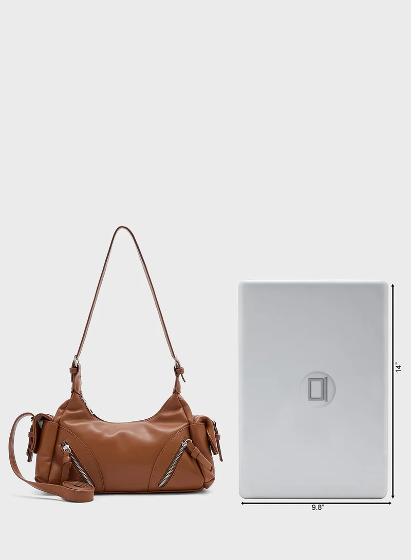 Ginger Multi Pocket Detail Shoulder Bag