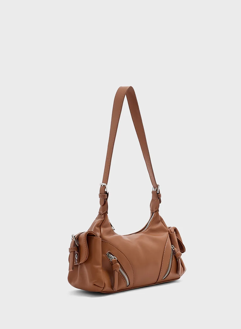 Ginger Multi Pocket Detail Shoulder Bag