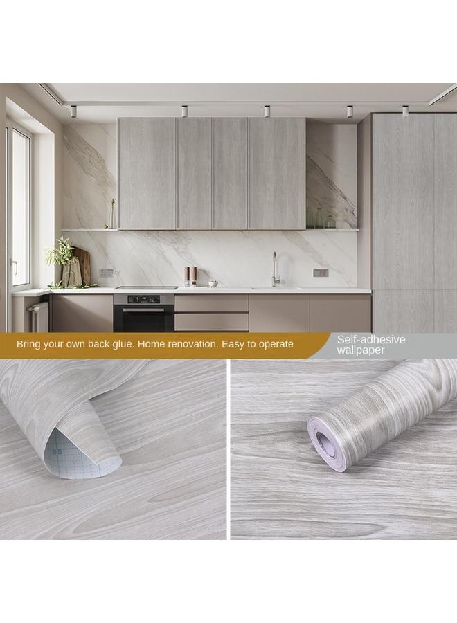 Bluejw Wood Grain Wallpaper Self-adhesive Wardrobe Furniture Door Stickers Table Renovation Wood Grain Stickers Moisture-proof Self-stickers Solid Color - Image 1