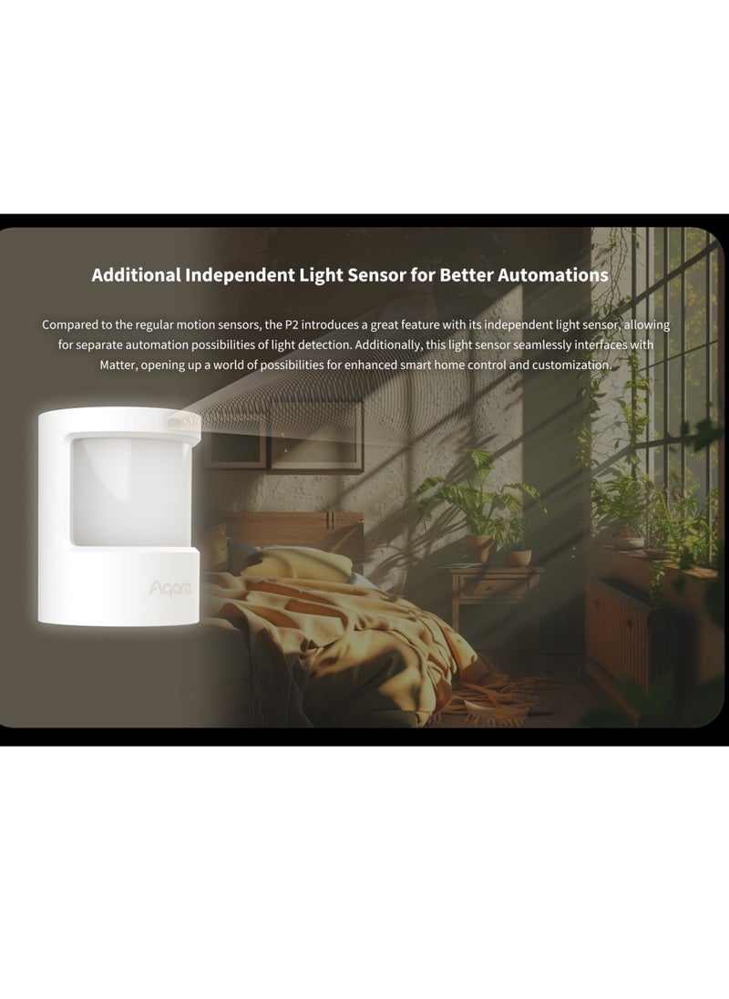 Aqara - Motion and Light Sensor P2,Matter over Thread,Requires Thread Border Router,Motion Detector with Light Sensor, for Various Automations,Supports Apple Home,Google Home,Alexa and SmartThings - Image 1