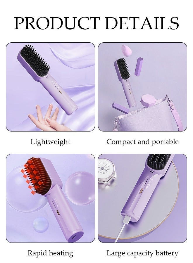 DUNISO Hair Straightener Brush, Hair Straightening Iron with Temperature Indicator Light Built-in Comb, Fast Heating & 3 Temp Settings & Anti-Scald, Perfect for Professional Salon at Home - Image 3