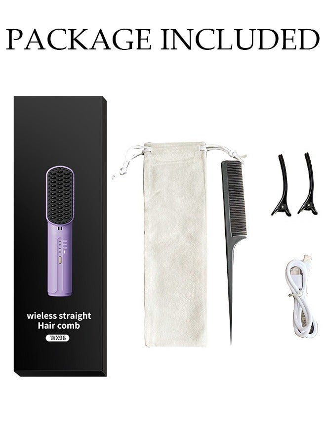 DUNISO Hair Straightener Brush, Hair Straightening Iron with Temperature Indicator Light Built-in Comb, Fast Heating & 3 Temp Settings & Anti-Scald, Perfect for Professional Salon at Home - Image 5