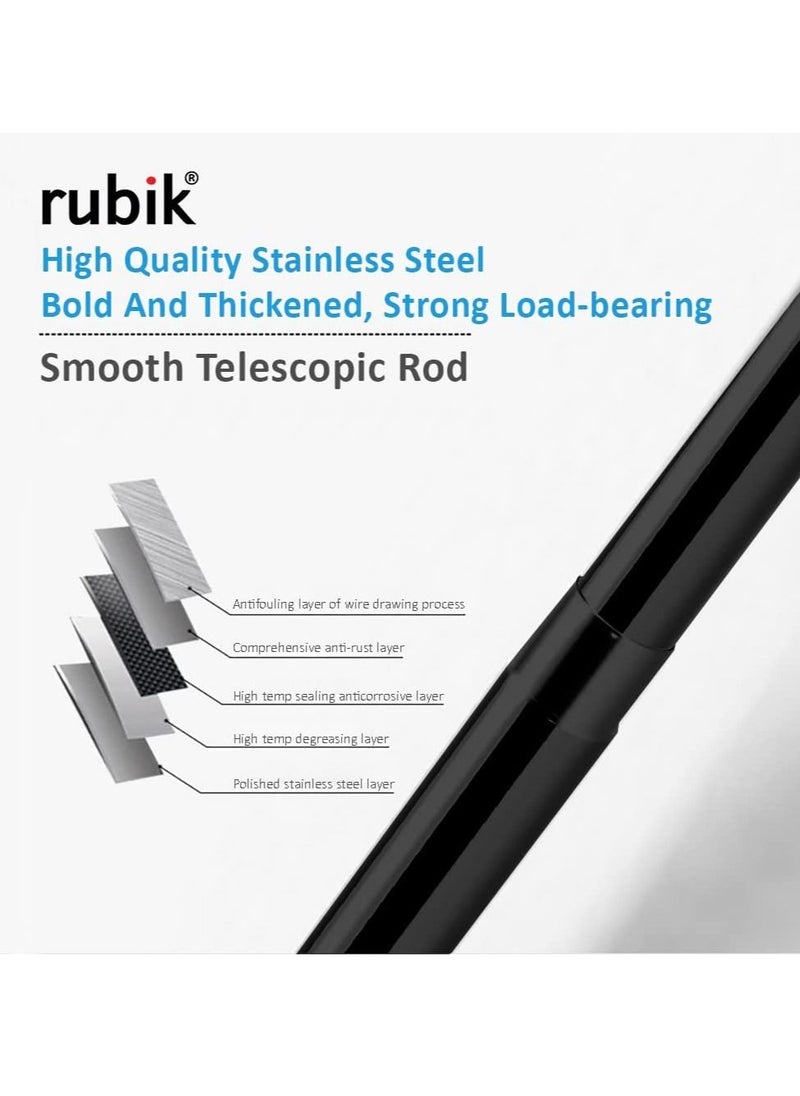 Rubik Shower Curtain Rod Adjustable 70-120cm Thick & Extendable 25mm Telescopic Length Tension Bar Painted Surface No Drill Type for Bathroom Shower Bathtub Cabinet (Black, 70cm to 120cm)  - Image 4