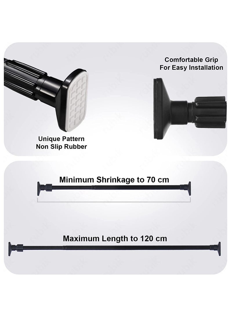 Rubik Shower Curtain Rod Adjustable 70-120cm Thick & Extendable 25mm Telescopic Length Tension Bar Painted Surface No Drill Type for Bathroom Shower Bathtub Cabinet (Black, 70cm to 120cm)  - Image 2
