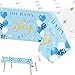 Tevxj 3 Pack Baby Shower Tablecloths Plastic Blue Baby Boy Shower Decorations Gender Reveal Party Its A Boy Table Covers for Baby Boy Birthday Shower Party Supplies 54 x 108 Inch - Image 3