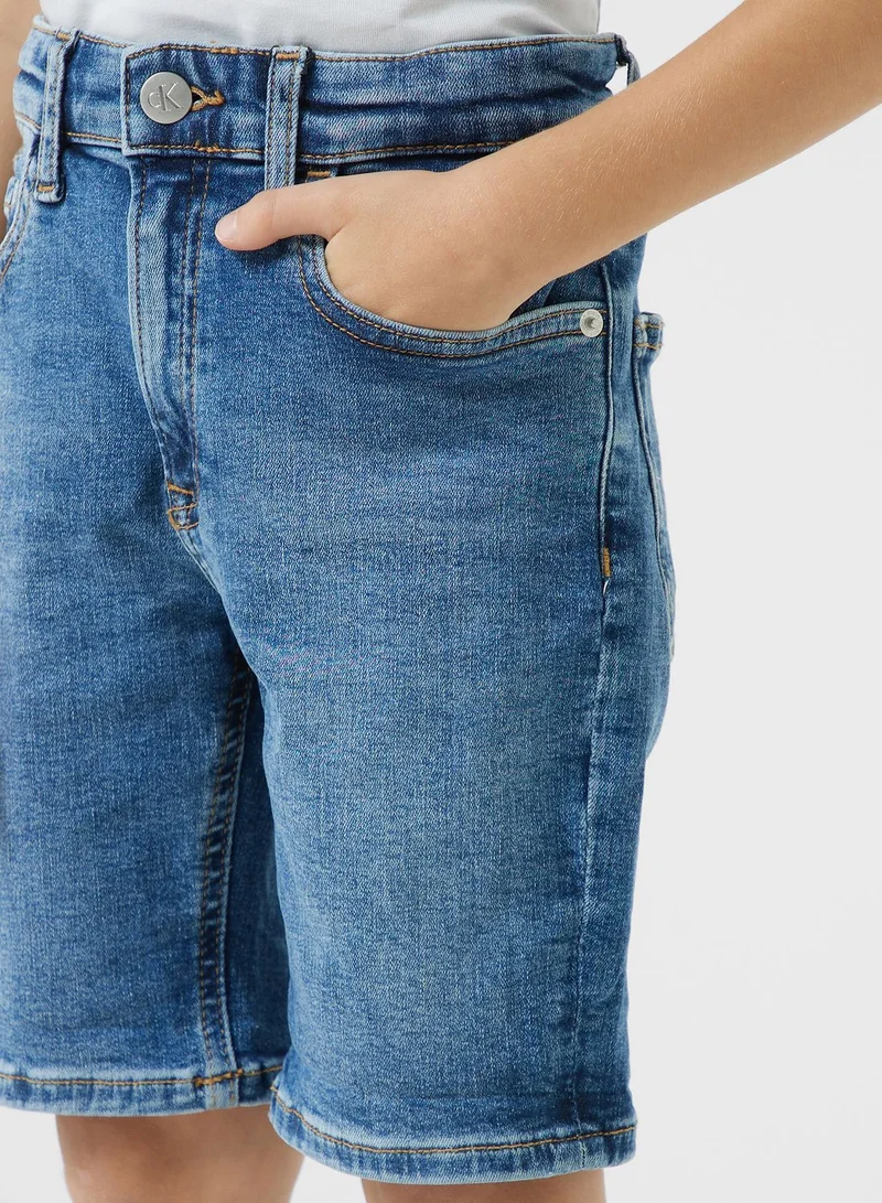 Calvin Klein Jeans Youth Relaxed Fit Denim Shorts