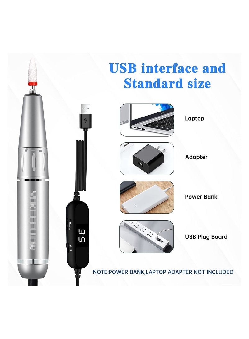 general 30000RPM Portable Electric Nail Drill, Compact Efile Handpiece Professional Manicure Pedicure Nail File Drill Kit, Silver - Image 5