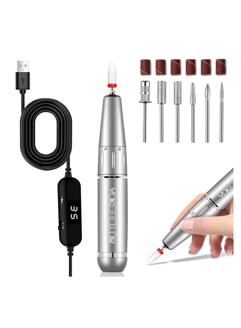 general 30000RPM Portable Electric Nail Drill, Compact Efile Handpiece Professional Manicure Pedicure Nail File Drill Kit, Silver - Image 1