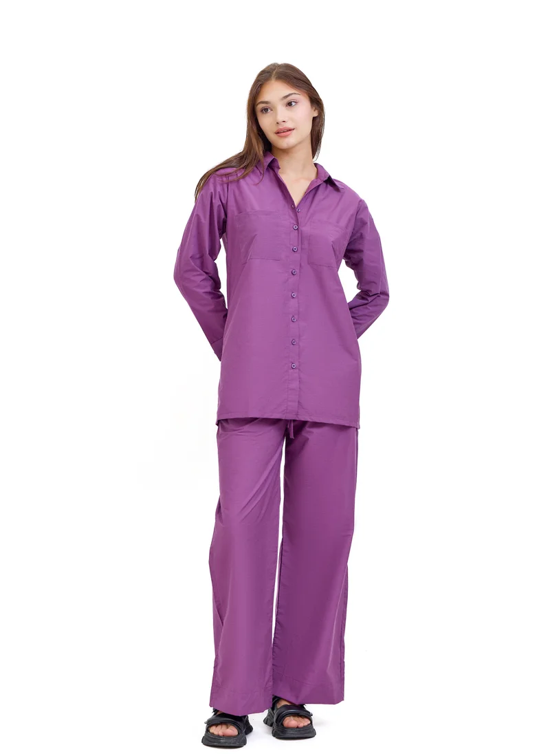 هاسال Button Down Top And Bottom Set