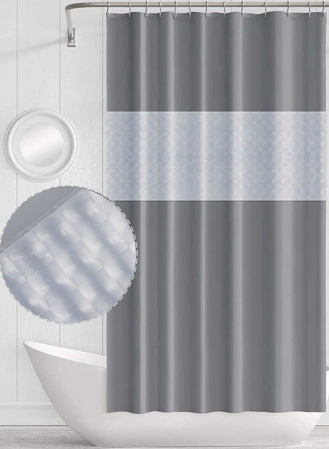 Waterproof Shower Curtain,180x200cm Mildew Proof Bathroom Curtains with 12 Hooks,Eco-Friendly Heavy Duty with Anti-Mold Grid for Bathroom and Bath Tub - Image 1