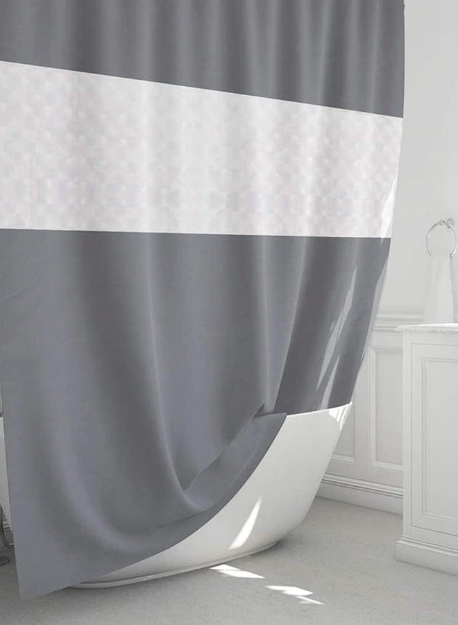 Waterproof Shower Curtain,180x200cm Mildew Proof Bathroom Curtains with 12 Hooks,Eco-Friendly Heavy Duty with Anti-Mold Grid for Bathroom and Bath Tub - Image 2