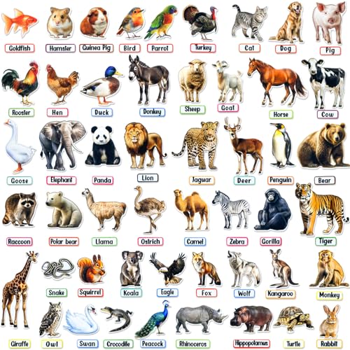PENGFULL Felt Animals Learning Pieces50 Wild and Farm Animal with Word Pieces for Felt Flannel Board Montessori and Sensory Toys for 38 Toddlers for KindergartenPreschoolToddlers - Image 1