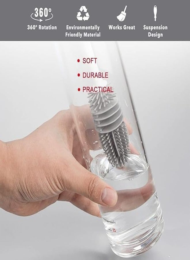 POPFIZZ Long Handle Silicone Bottle Brush, Water Bottle Cleaning Brush, Grey - Image 3